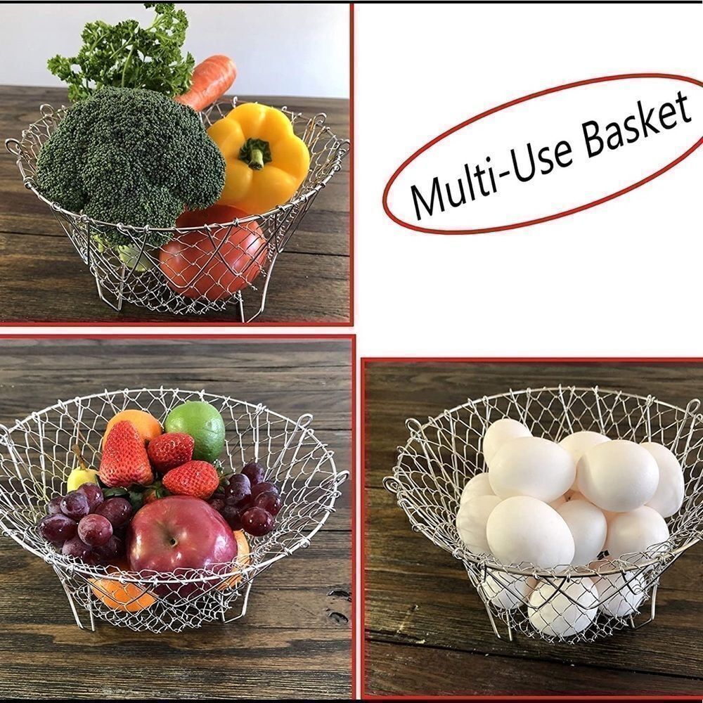 Collapsable Multi Use Stainless Colander Basket - Picture 2 of 12